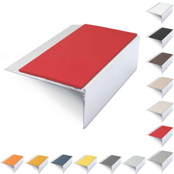 Aluminium Stair Nosing 66mm x 32mm Anti Slip Edge Trim With PVC Insert