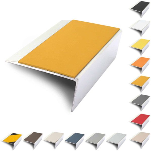 Rakeback Aluminium 66mm x 32mm Stair Nosing Edge Trim With PVC Insert