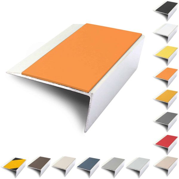 Rakeback Aluminium 66mm x 32mm Stair Nosing Edge Trim With PVC Insert
