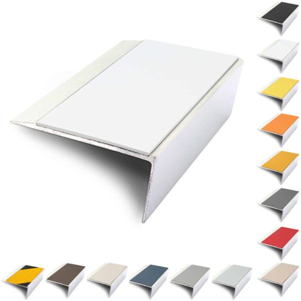 Rakeback Aluminium 66mm x 32mm Stair Nosing Edge Trim With PVC Insert