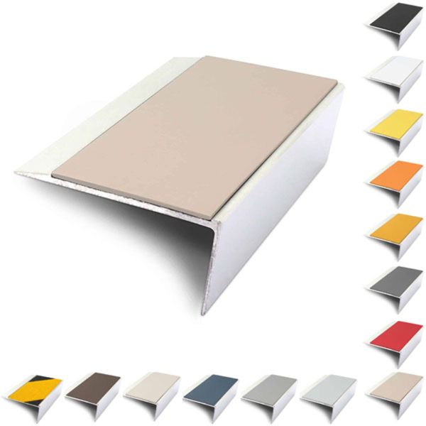 Rakeback Aluminium 66mm x 32mm Stair Nosing Edge Trim With PVC Insert