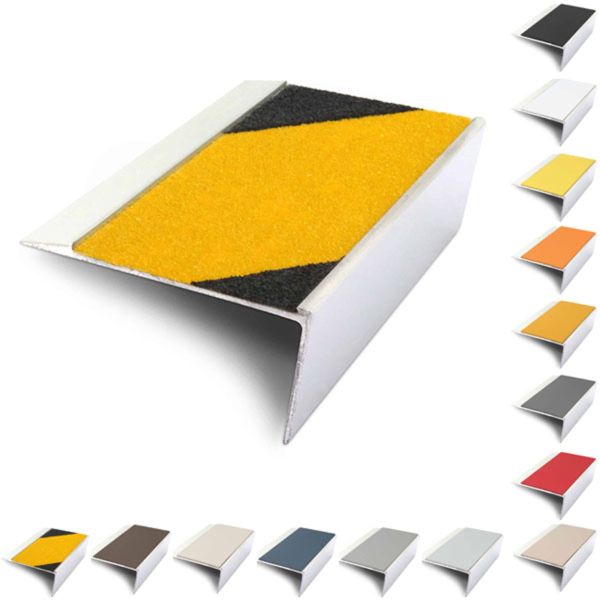Rakeback Aluminium 66mm x 32mm Stair Nosing Edge Trim With PVC Insert