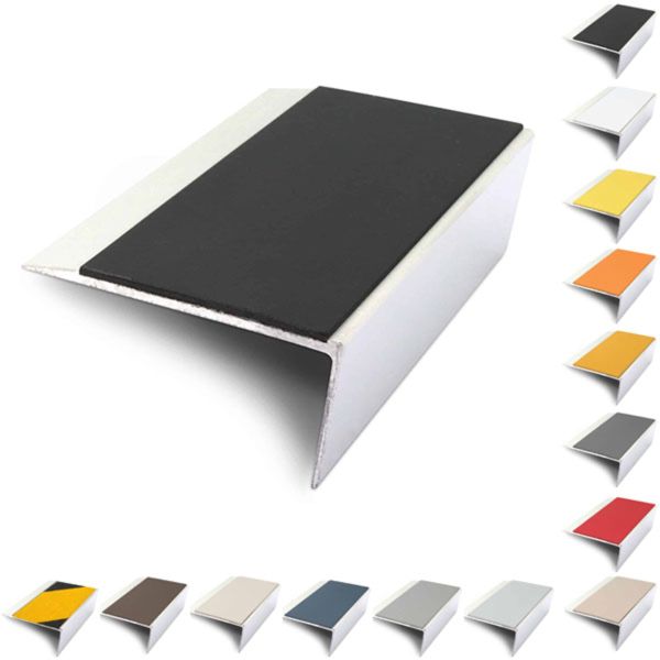 Rakeback Aluminium 66mm x 32mm Stair Nosing Edge Trim With PVC Insert