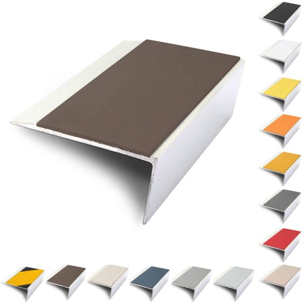 Rakeback Aluminium 66mm x 32mm Stair Nosing Edge Trim With PVC Insert