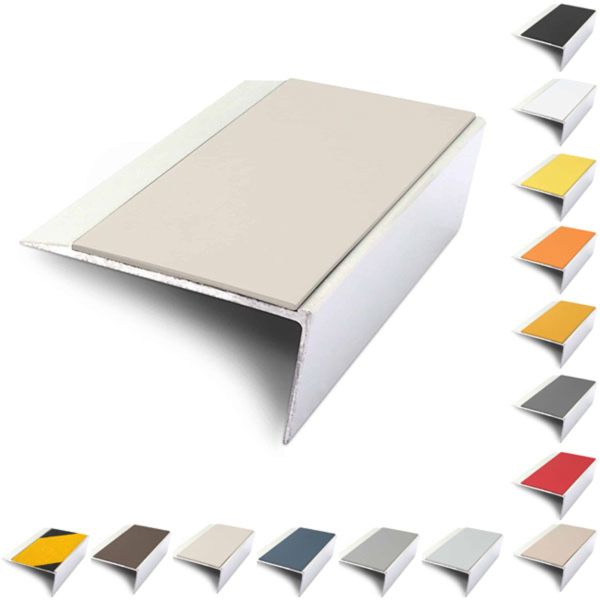 Rakeback Aluminium 66mm x 32mm Stair Nosing Edge Trim With PVC Insert
