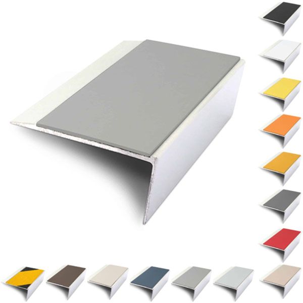 Rakeback Aluminium 66mm x 32mm Stair Nosing Edge Trim With PVC Insert