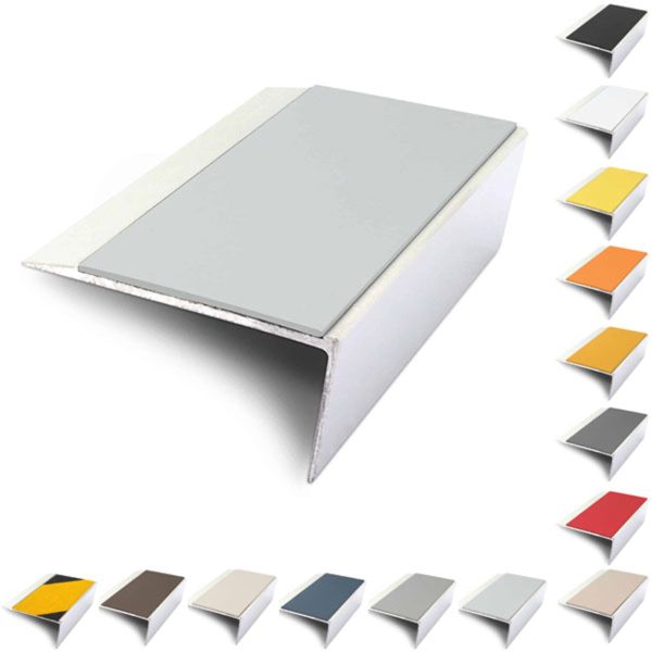Rakeback Aluminium 66mm x 32mm Stair Nosing Edge Trim With PVC Insert