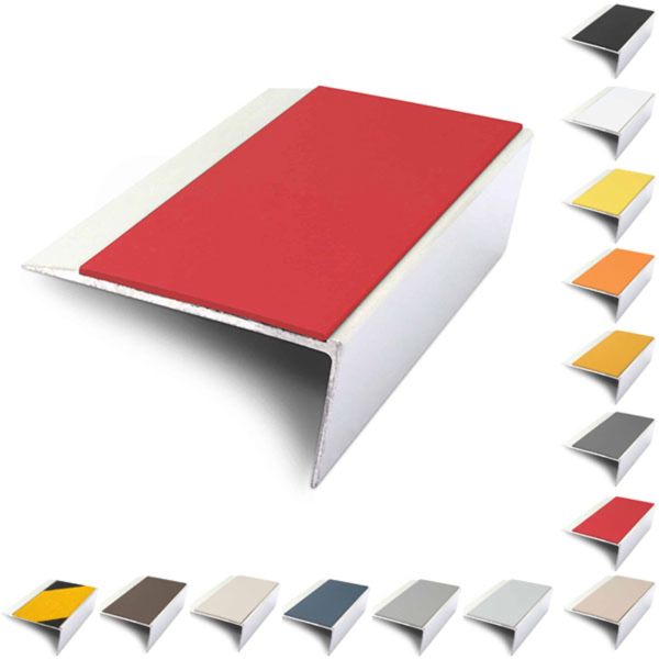 Rakeback Aluminium 66mm x 32mm Stair Nosing Edge Trim With PVC Insert