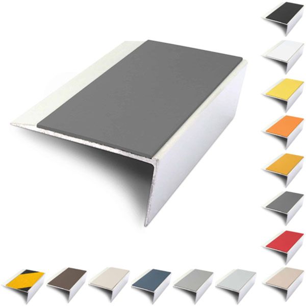 Rakeback Aluminium 66mm x 32mm Stair Nosing Edge Trim With PVC Insert