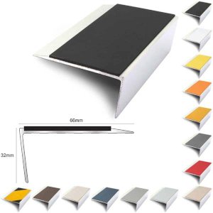 Rakeback Aluminium 66mm x 32mm Stair Nosing Edge Trim With PVC Insert