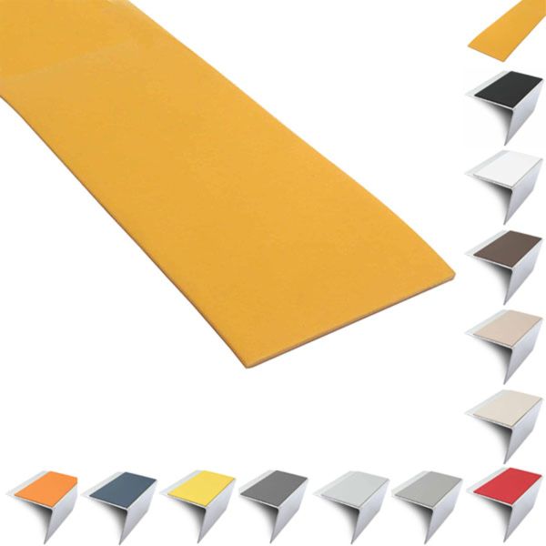 67mm x 55mm DDA Compliant Rakeback Aluminium Stair Nosing Edge Trim With PVC Insert 