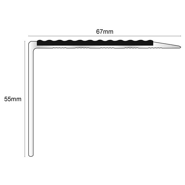 Commercial Tredsafe Stair Nosing  67mm x 55mm Edge Trim With PVC Insert