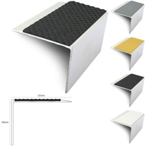 Commercial Tredsafe Stair Nosing  67mm x 55mm Edge Trim With PVC Insert