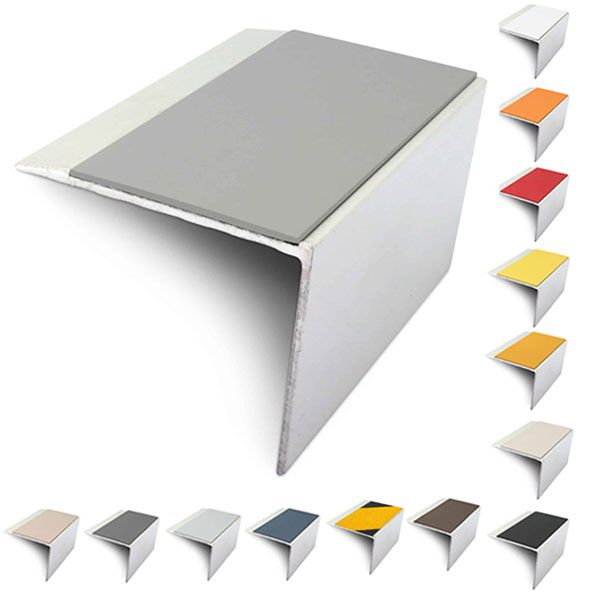  DDA Compliant Slimline Stair Nosing 67mm x 55mm Edge Trim With Non-Slip PVC Insert