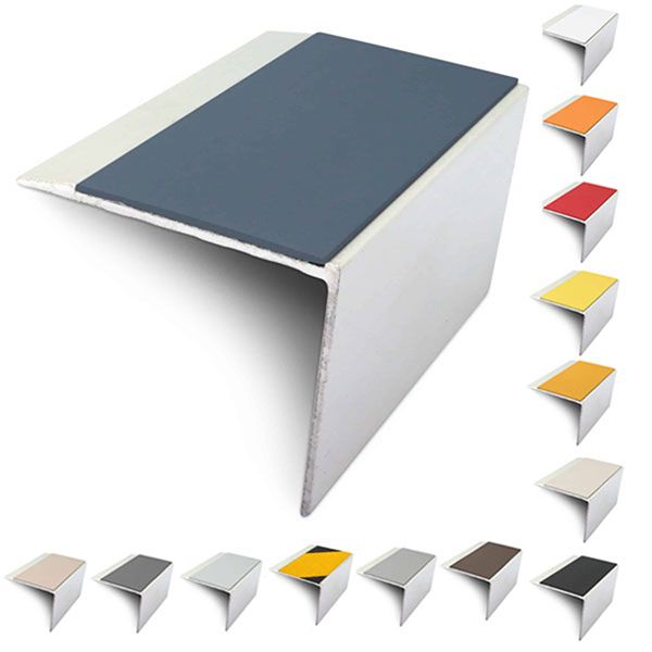  DDA Compliant Slimline Stair Nosing 67mm x 55mm Edge Trim With Non-Slip PVC Insert