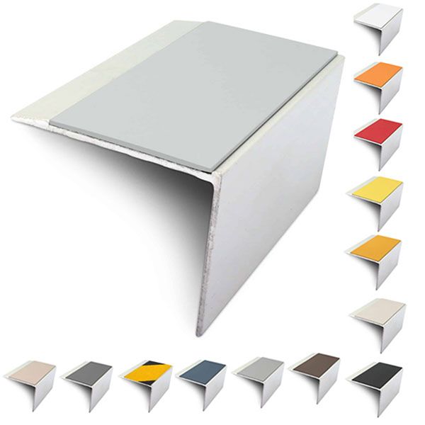  DDA Compliant Slimline Stair Nosing 67mm x 55mm Edge Trim With Non-Slip PVC Insert