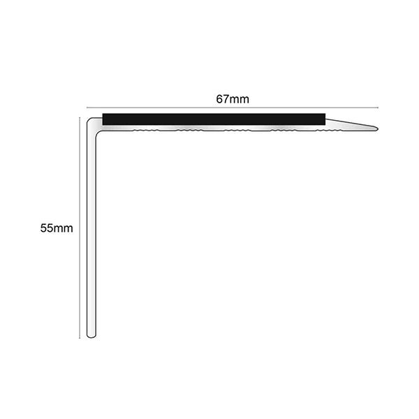  DDA Compliant Slimline Stair Nosing 67mm x 55mm Edge Trim With Non-Slip PVC Insert
