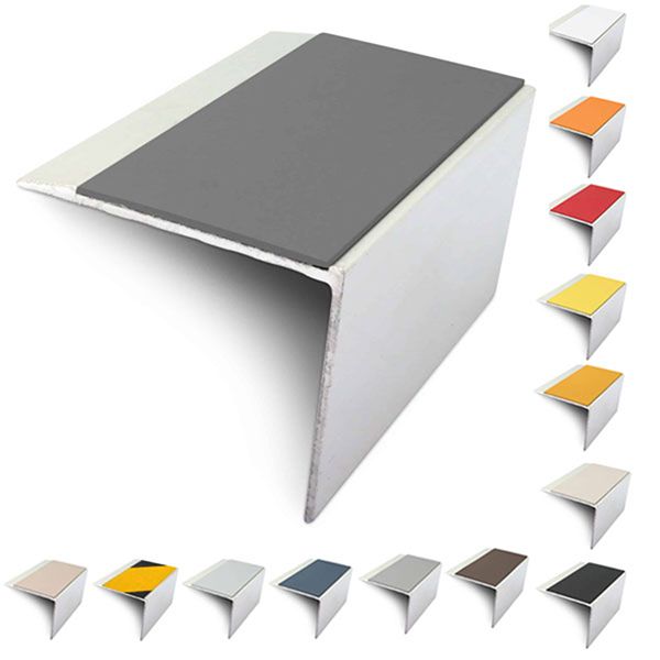  DDA Compliant Slimline Stair Nosing 67mm x 55mm Edge Trim With Non-Slip PVC Insert