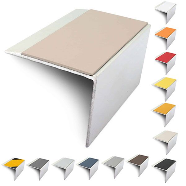  DDA Compliant Slimline Stair Nosing 67mm x 55mm Edge Trim With Non-Slip PVC Insert