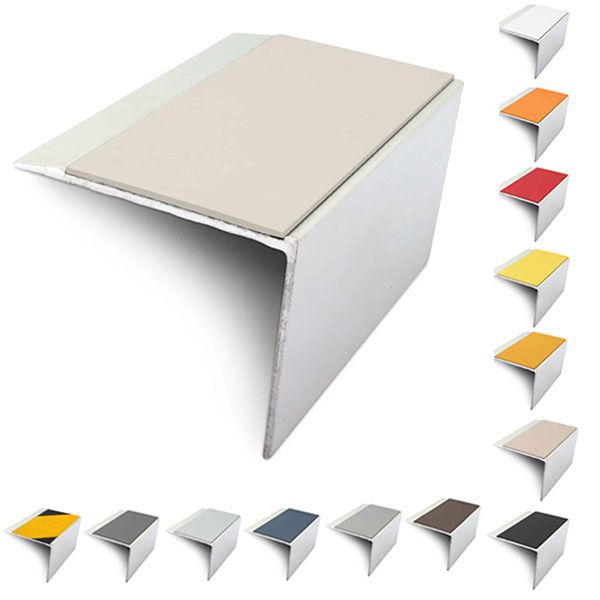  DDA Compliant Slimline Stair Nosing 67mm x 55mm Edge Trim With Non-Slip PVC Insert