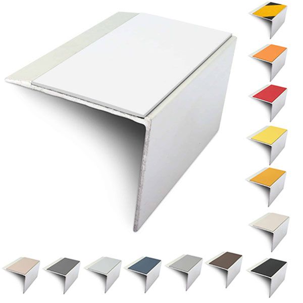  DDA Compliant Slimline Stair Nosing 67mm x 55mm Edge Trim With Non-Slip PVC Insert