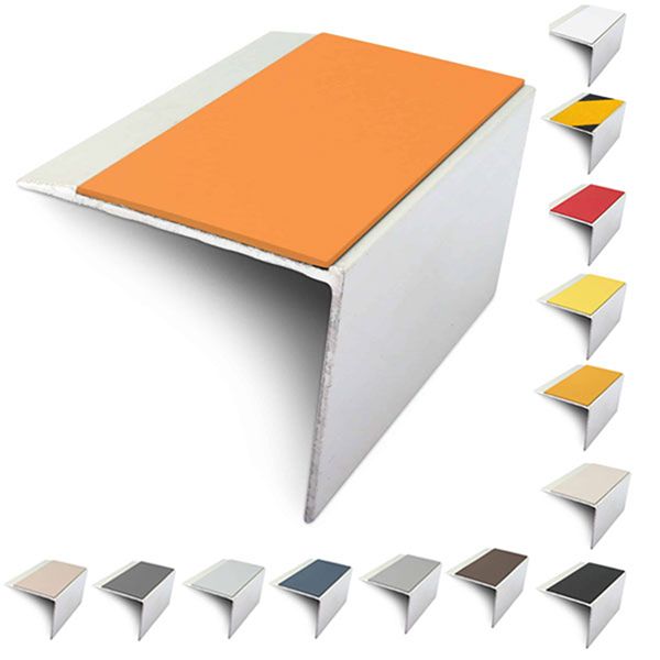  DDA Compliant Slimline Stair Nosing 67mm x 55mm Edge Trim With Non-Slip PVC Insert