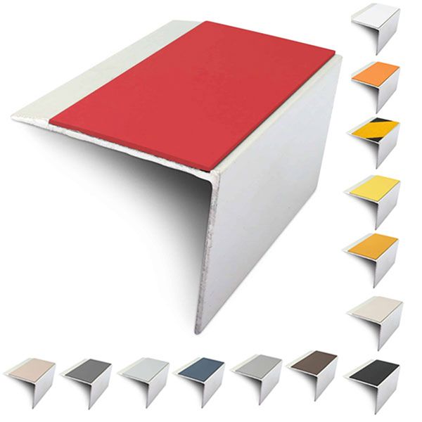 DDA Compliant Slimline Stair Nosing 67mm x 55mm Edge Trim With Non-Slip PVC Insert