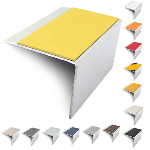  DDA Compliant Slimline Stair Nosing 67mm x 55mm Edge Trim With Non-Slip PVC Insert