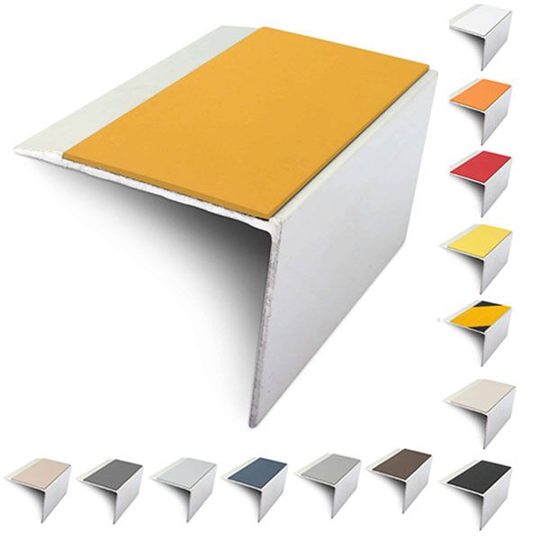  DDA Compliant Slimline Stair Nosing 67mm x 55mm Edge Trim With Non-Slip PVC Insert