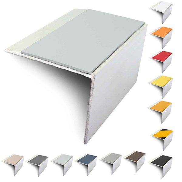  DDA Compliant Slimline Stair Nosing 67mm x 55mm Edge Trim With Non-Slip PVC Insert