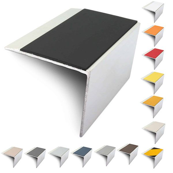  DDA Compliant Slimline Stair Nosing 67mm x 55mm Edge Trim With Non-Slip PVC Insert