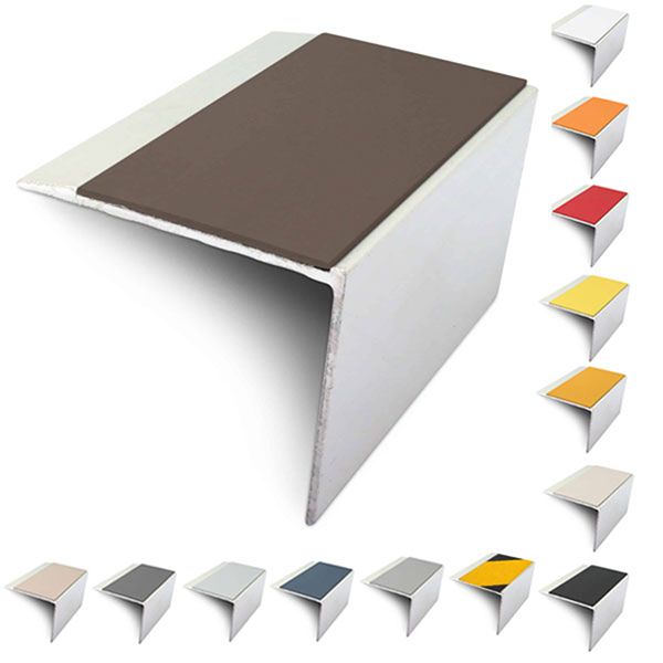  DDA Compliant Slimline Stair Nosing 67mm x 55mm Edge Trim With Non-Slip PVC Insert