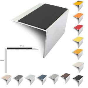  DDA Compliant Slimline Stair Nosing 67mm x 55mm Edge Trim With Non-Slip PVC Insert