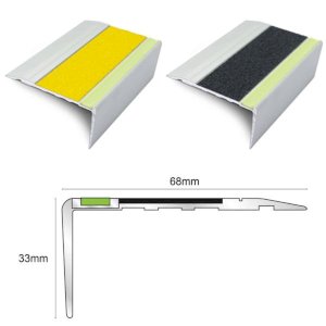 Non Slip Silicone Carbide 68mm x 33mm Aluminator Stair Nosing for Edge Protection