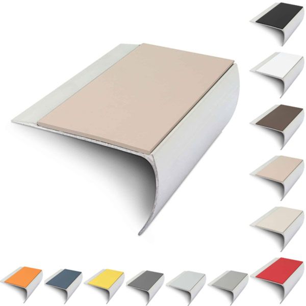 Aluminium Bullnose 69mm x 40mm Stair Nosing Edge Trim With PVC Insert