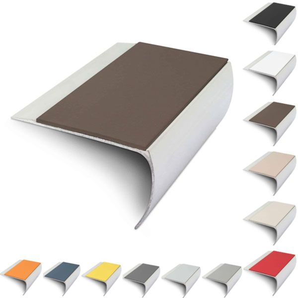 Aluminium Bullnose 69mm x 40mm Stair Nosing Edge Trim With PVC Insert