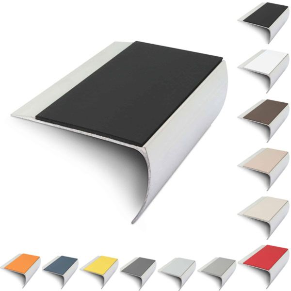 Aluminium Bullnose 69mm x 40mm Stair Nosing Edge Trim With PVC Insert