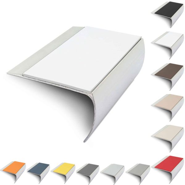 Aluminium Bullnose 69mm x 40mm Stair Nosing Edge Trim With PVC Insert