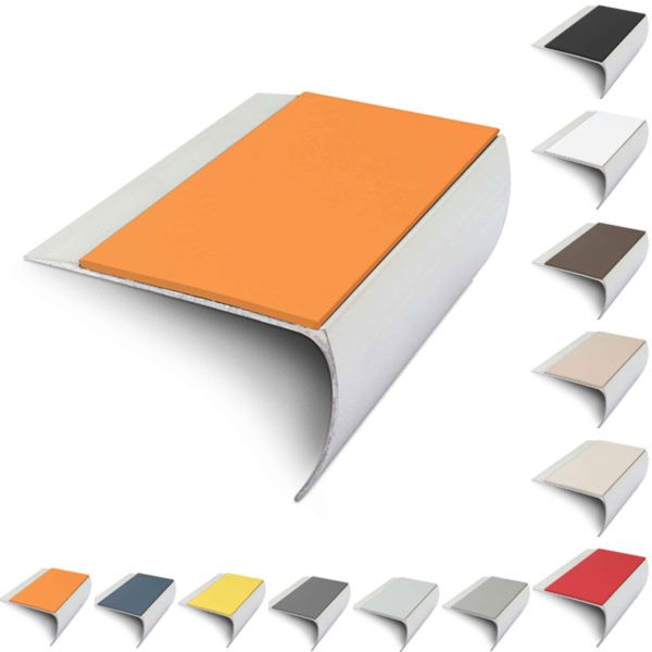 Aluminium Bullnose 69mm x 40mm Stair Nosing Edge Trim With PVC Insert