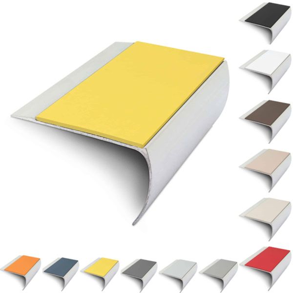 Aluminium Bullnose 69mm x 40mm Stair Nosing Edge Trim With PVC Insert