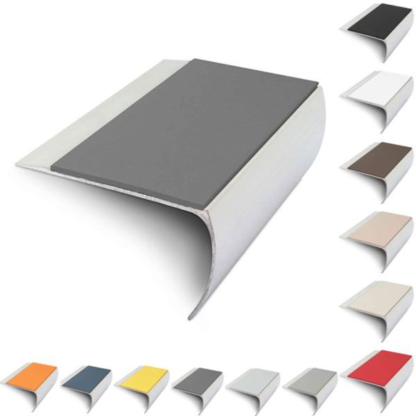 Aluminium Bullnose 69mm x 40mm Stair Nosing Edge Trim With PVC Insert