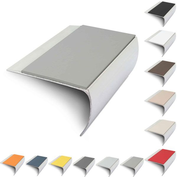 Aluminium Bullnose 69mm x 40mm Stair Nosing Edge Trim With PVC Insert