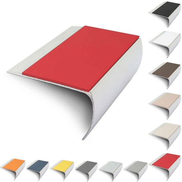 Aluminium Bullnose 69mm x 40mm Stair Nosing Edge Trim With PVC Insert