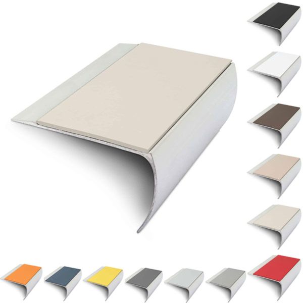 Aluminium Bullnose 69mm x 40mm Stair Nosing Edge Trim With PVC Insert