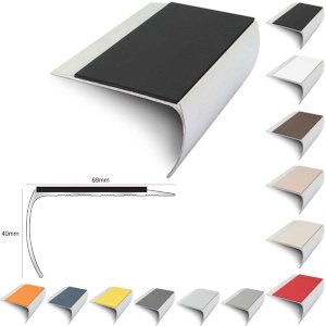 Aluminium Bullnose 69mm x 40mm Stair Nosing Edge Trim With PVC Insert