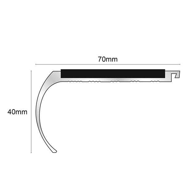 Bullnose 70mm x 40mm Non Slip Stair Nosing With PVC Insert for Commercial Use