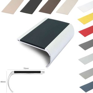 Bullnose 70mm x 40mm Non Slip Stair Nosing With PVC Insert for Commercial Use