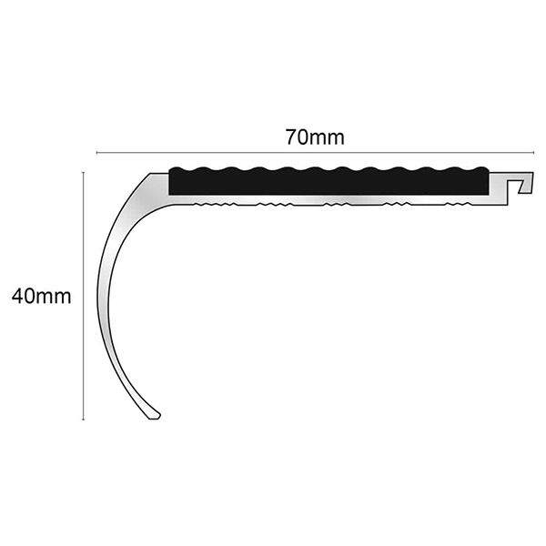 70mm x 40mm Anti Slip Commercial Stair Nosing With Tredsafe PVC Insert