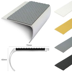 70mm x 40mm Anti Slip Commercial Stair Nosing With Tredsafe PVC Insert