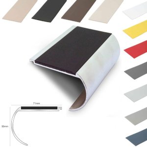 Aluminium 71mm x 55mm Bullnose Stair Nosing With PVC Insert